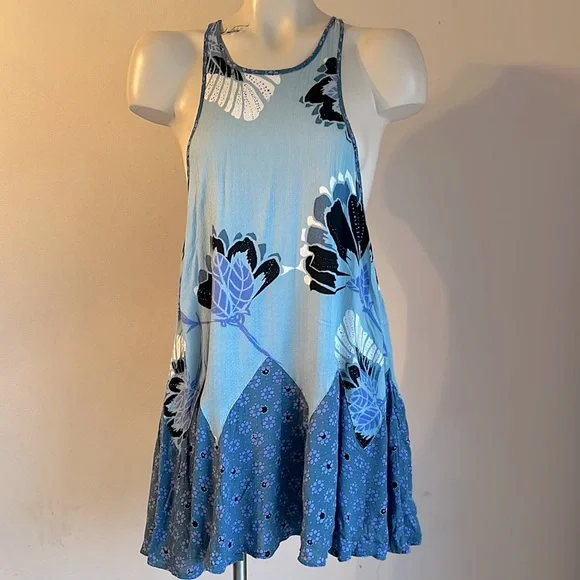 Free People | Dresses | Free People Xs Dress Blue Floral | Poshmark